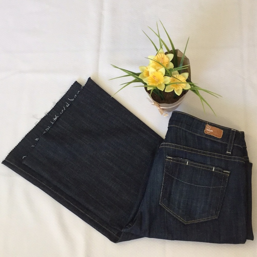 Paige Robertson Midrise Relaxed Wide Leg frayed jean size 28